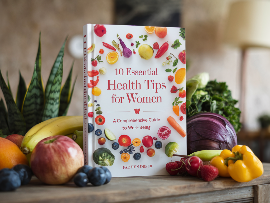 "A diverse group of women engaged in various activities promoting health and well-being, including exercising, cooking healthy meals, and practicing mindfulness."