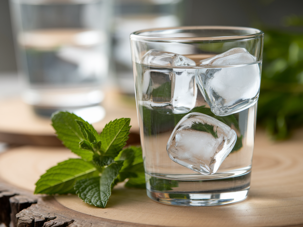 "A glass of clear water on a wooden table, symbolizing the importance of hydration."