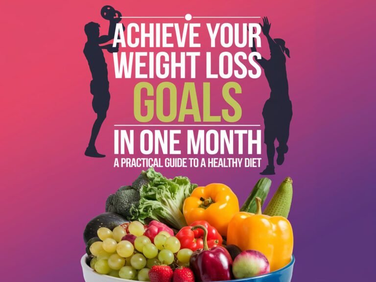 "Healthy weight loss tips and diet plan for one month, featuring balanced meals, exercise, and hydration."